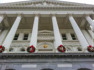 California State Capitol Building with Holiday Wreaths