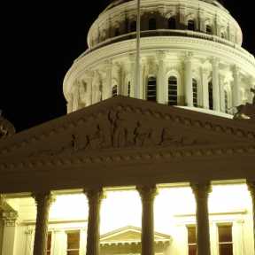 Front of the California State Capitol Building at Night - closeup (DSC00256)