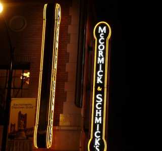 Sacramento Photowalk: McCormick & Schmick's Sign at Night (DSC00748)