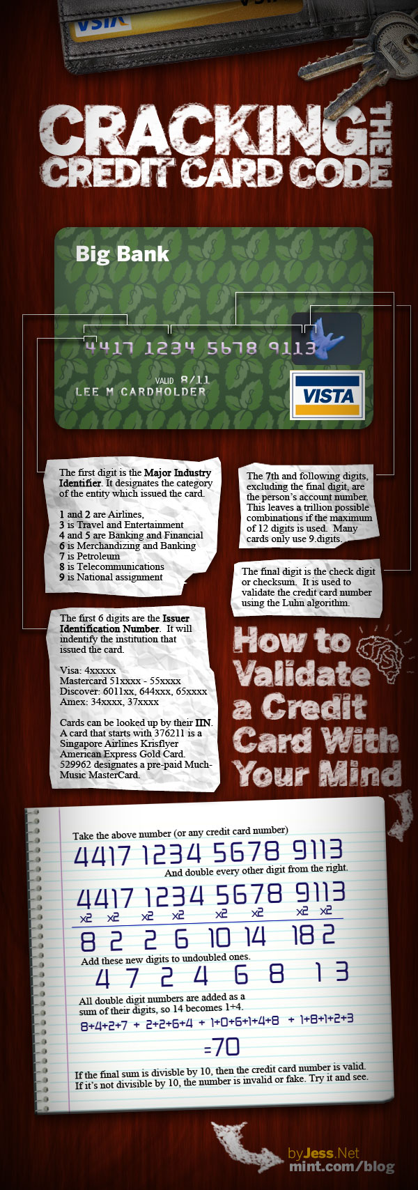 Infographic explaining how credit card numbers work.