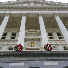 California State Capitol Building with Holiday Wreaths