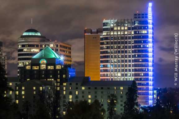 Downtown Sacramento Looking North During a Winter Storm - DSC1403-HDR