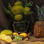 Tropical Fruits and Yellow Leucospermum Flowers - DSC4327