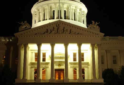 Front of the California State Capitol Building at Night - vertical (DSC00253)